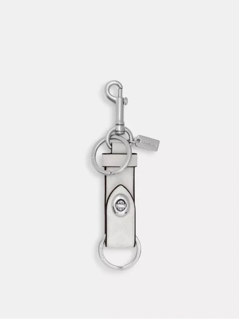 Coach Silver Leather Turnlock Key Holder